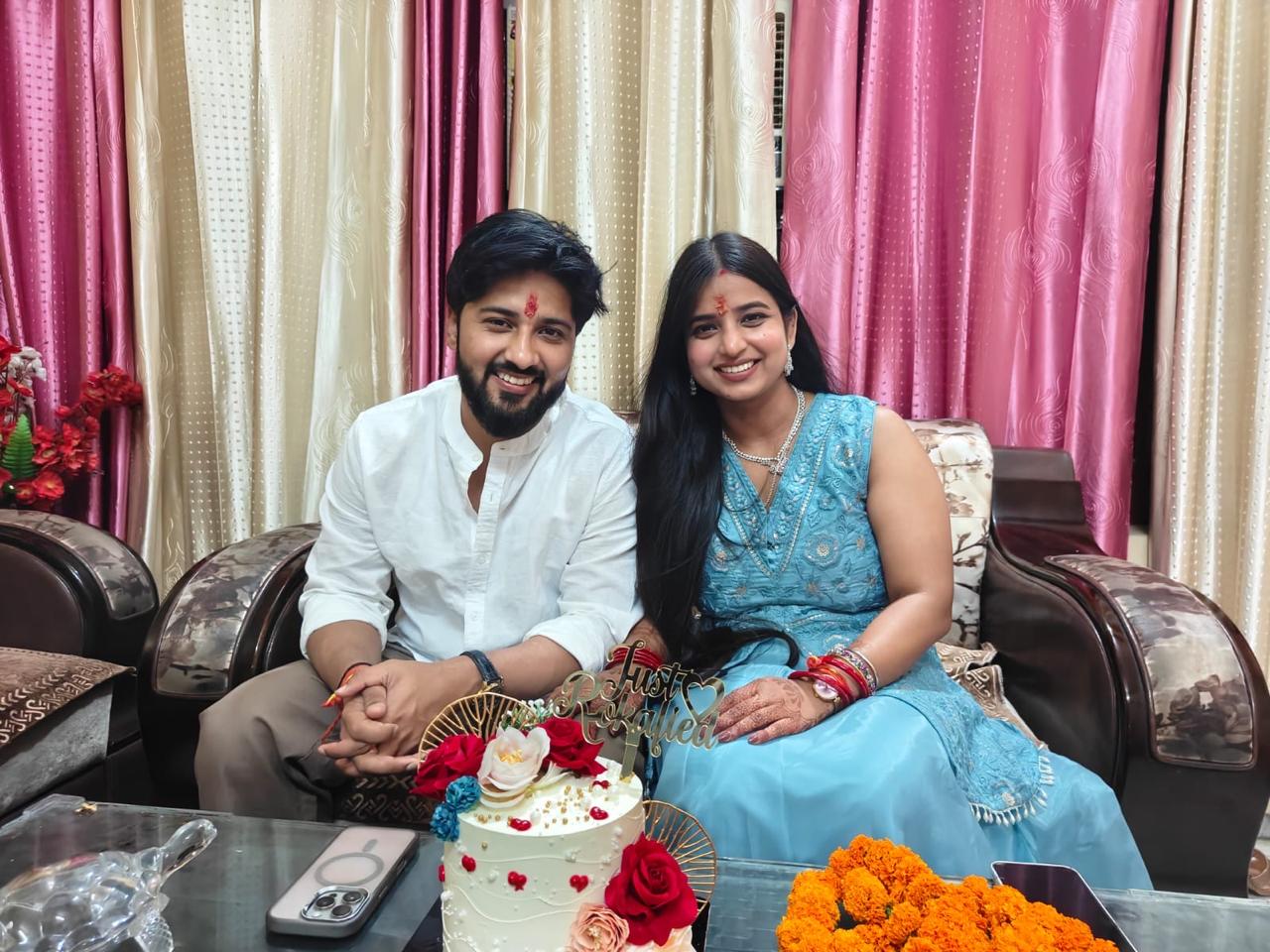 Aman and Shivani at their roka ceremony