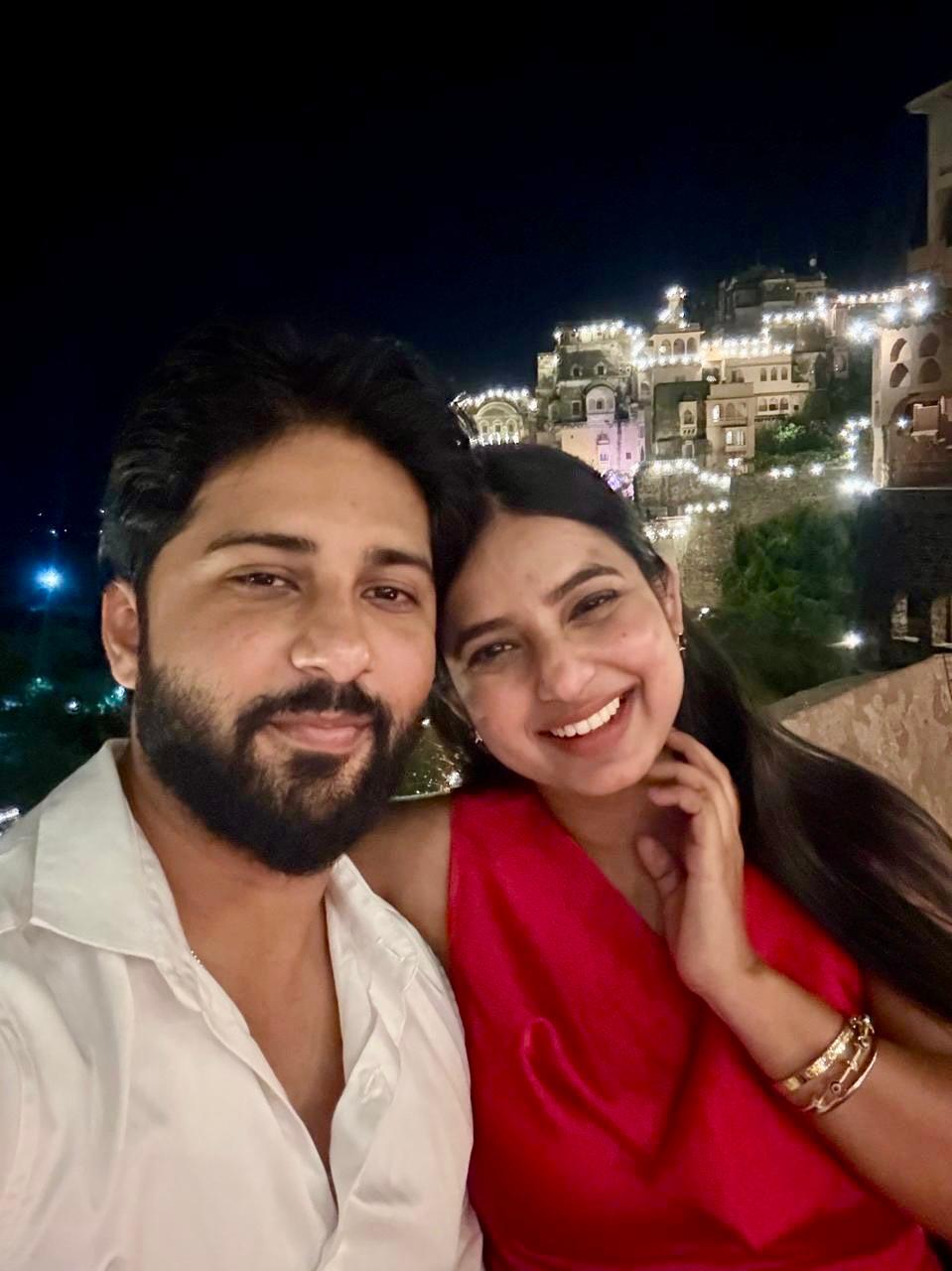 Aman and Shivani on a night out under the palace lights